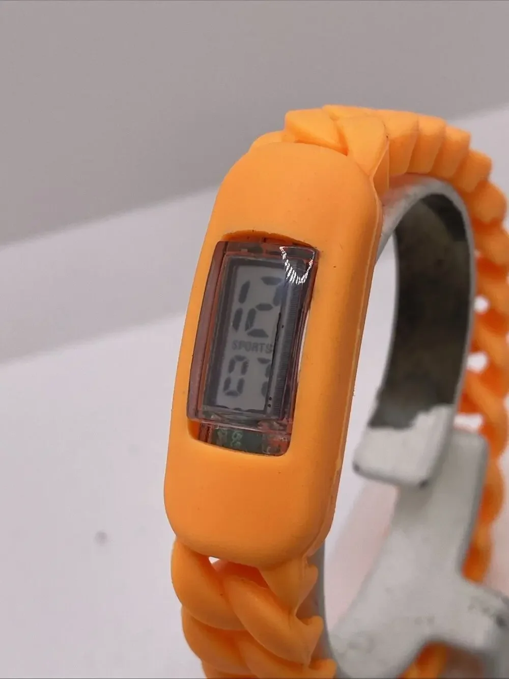 Womens Orange Rubber Sports Watch Works New Battery